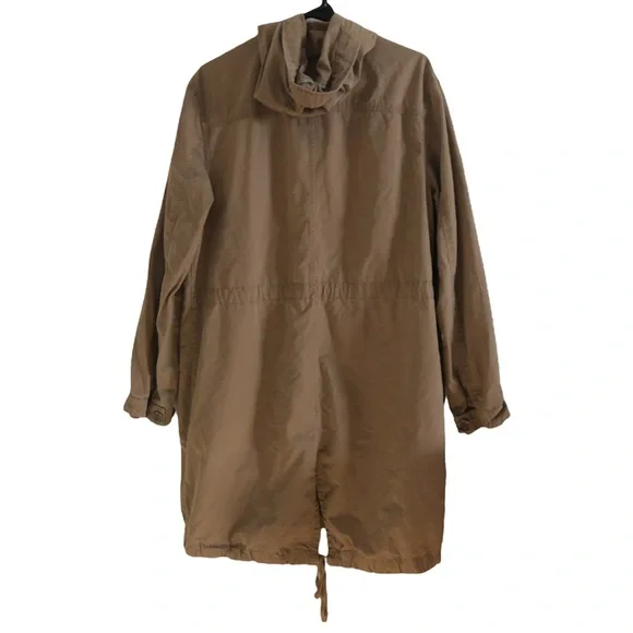 Old Navy Tan Hooded Long Button Down Utility Jacket - Picture 3 of 10